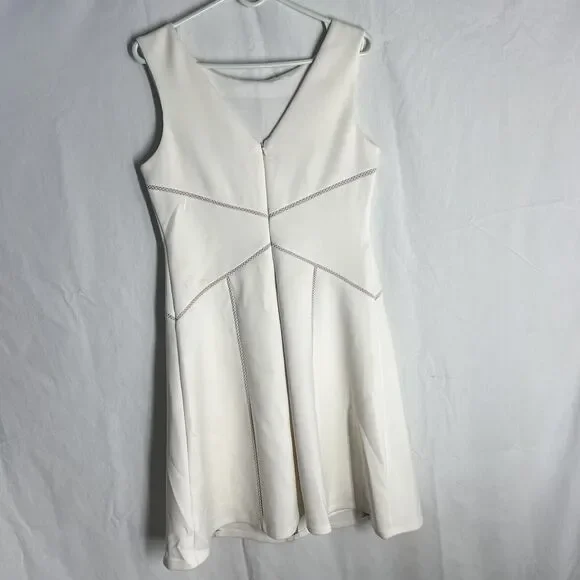 Calvin Klein Midi Dress, White In Cream, Size 10 - Picture 2 of 3